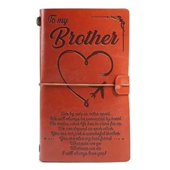 🪻BOGO🪻 Engraved Leather Journal "To MY BROTHER" Blank Notebook‎ - Picture 1 of 6
